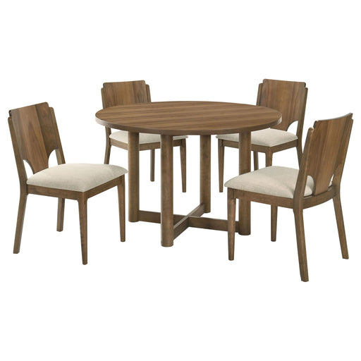 Graham - 5 Piece Round Dining Table Set - Walnut Furniture Max