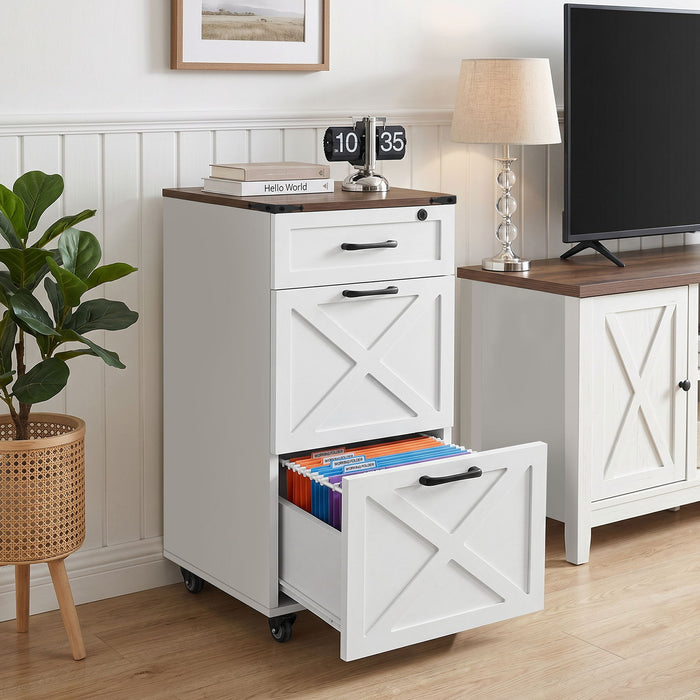 3 Drawer File Cabinet With Wheels, Vertical Rolling Storage For Letter / A4, Printer Stand & Mobile Organizer For Home Office - White Home Essentials