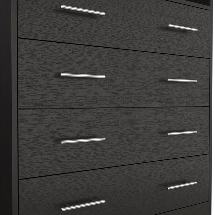 Four Drawer Standard Chest With Open Shelf - Black