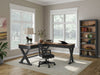 Wildenauer - 4 Pc. - Home Office Desk And Return, Swivel Desk Chair, Bookcase - Brown / Black Signature Design by Ashley®