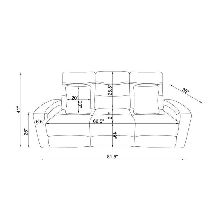 Isolde - Power Reclining Sofa, LED Lighting - Gray Global Furniture USA