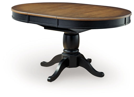 Clorazi - Oval Dining Room Butterfly Extension Table - Black / Brown Signature Design by Ashley®