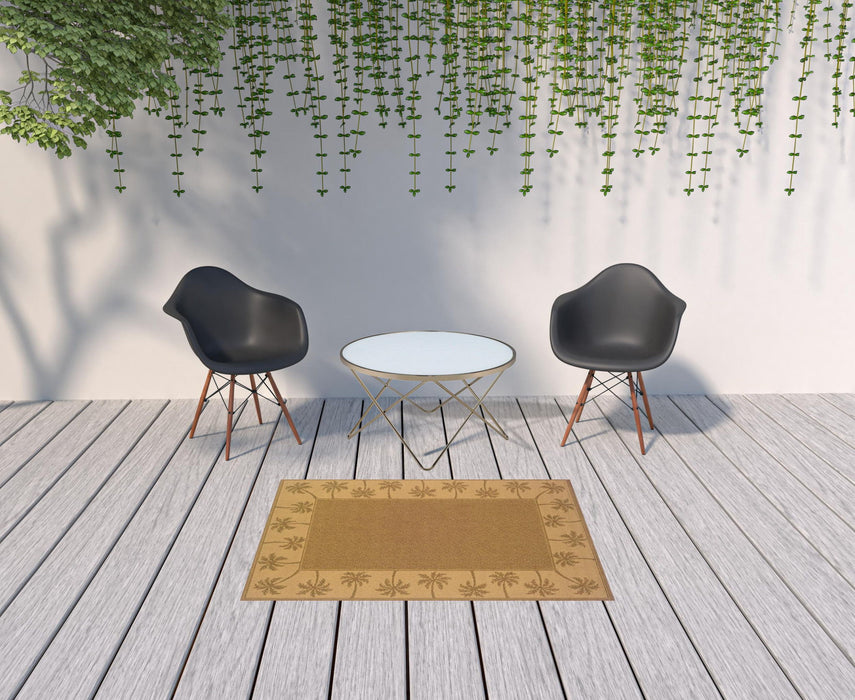 4' X 6' Stain Resistant Outdoor / Indoor Area Rug - Tan