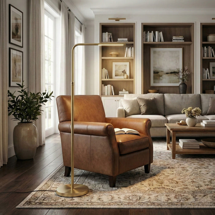Verve - Floor Lamp With On / Off Switch Adjustable LED Round Base - Gold Ashcroft Furniture
