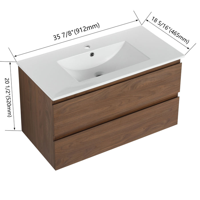 Wall Mounted Bathroom Vanity & Sink, 2 Soft Close Drawers Home Essentials