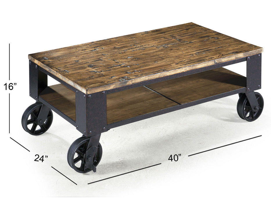 Pinebrook - Rectangular Starter Cocktail Table - Distressed Natural Pine Magnussen Furniture