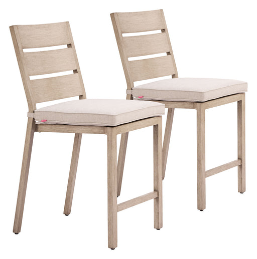Reefline - Armless Counter Stool (Set of 2) - Gray / Light Brown Zuo Modern