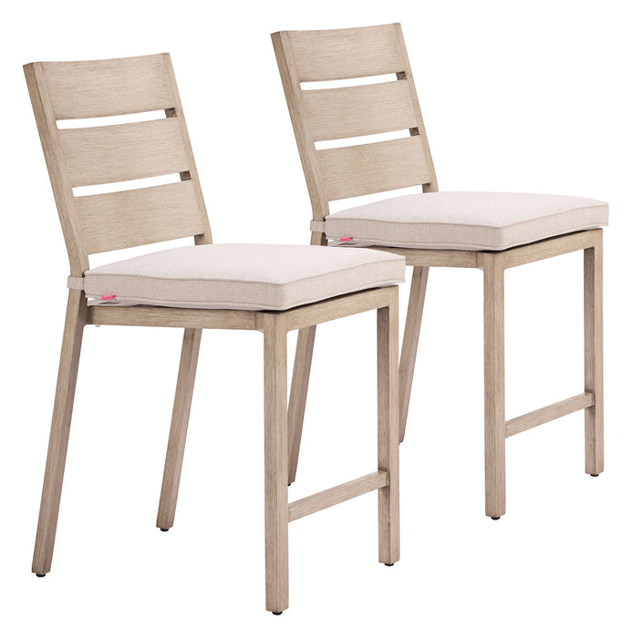 Reefline - Armless Counter Stool (Set of 2) - Gray / Light Brown Zuo Modern