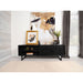 Manaya - 2 Door Stand With Open Shelving And Hidden Storage - Charcoal Black Furniture Max