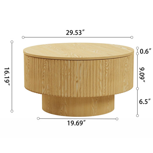 Modern Circular Coffee Table With Stripe Design And Storage Space Home Essentials