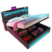 Platform Bed With Hydraulic Storage, LED Lighting & Charging Station Artistry At Home