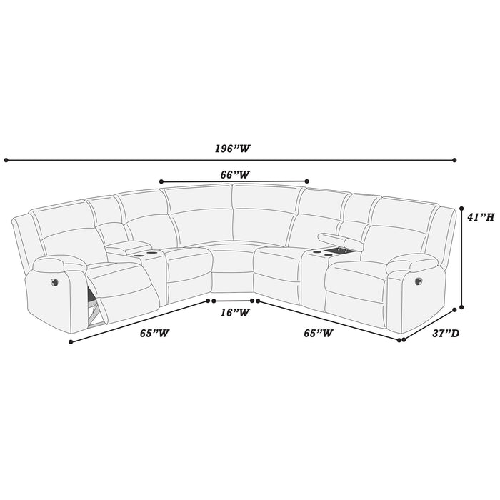 Power Motion Sectional LAF / RAF Loveseat With Console Cup Holders Home Essentials