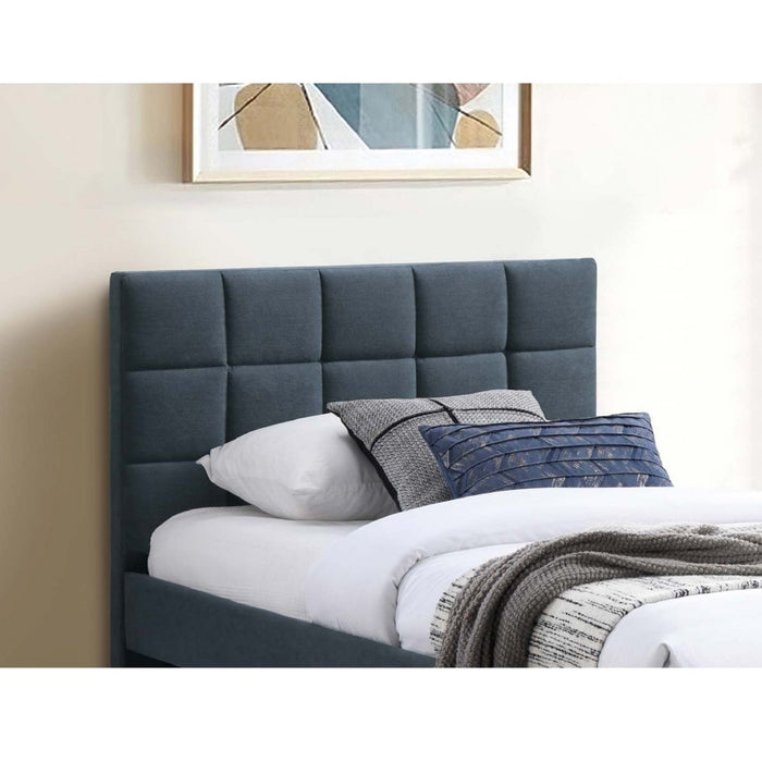 Contemporary Style Bed With Trundle Upholstered Headboard And Footboard Grid Pattern Home Essentials