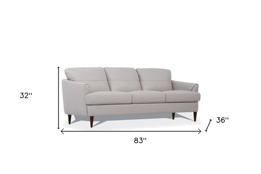 Leather Sofa With Black Legs - Pearl