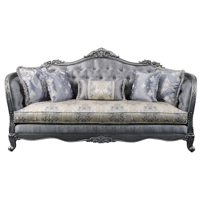 Ariadne - Sofa With 5 Pillows - Fabric & Platinum