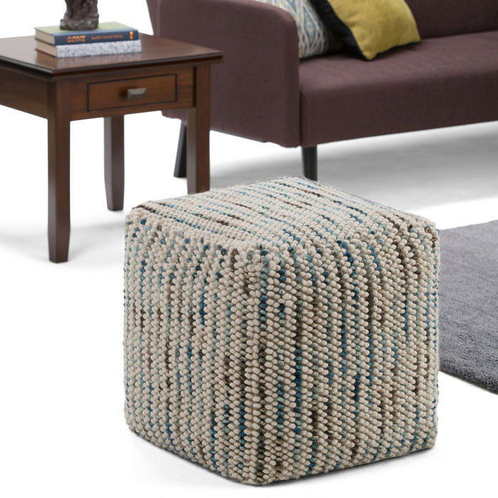 Zoey - Handcrafted Woven Cube Pouf Simpli-Home