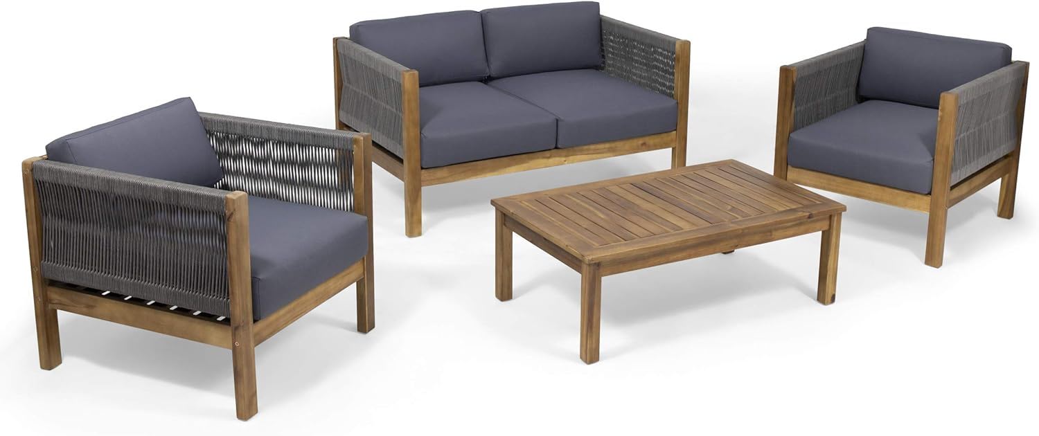 Laurel Outdoor 4 Seater Chat Set_Loveseat & Coffee Table & Club Chair