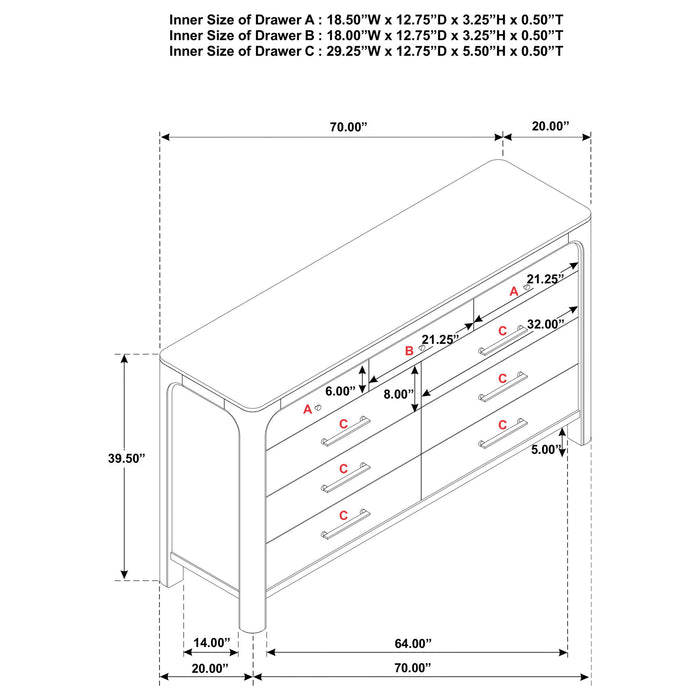 Flores - 9 Drawer Dresser - Mango Color Furniture Max