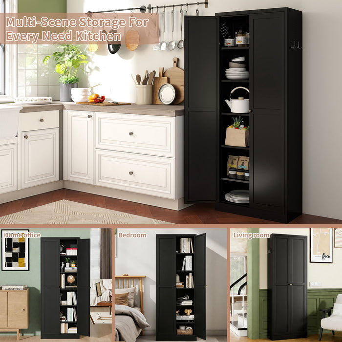 Kitchen Pantry Cabinet With 4 Adjustable Shelves, Heavy Duty Freestanding Organizer Home Essentials