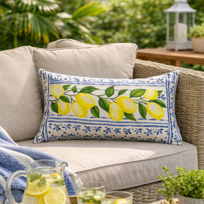 Summer Fresh Lemon Lumbar Outdoor Pillows - Multi Daily Nest