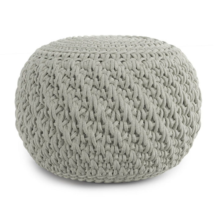 Nisi - Round Knitted Outdoor / Indoor Pouf - Light Gray Simpli-Home