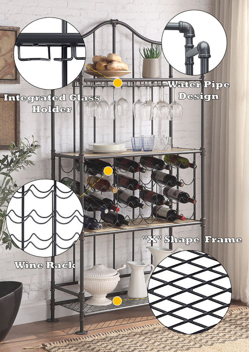 Edina - Wine Rack - Oak & Sandy Black ACME