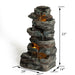 6 Tier Cascading Stone Water Fountain With LED Lights - Gray Patioseek