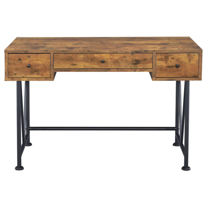 3 Drawer Writing Desk With Handles - Brown Furniture Max