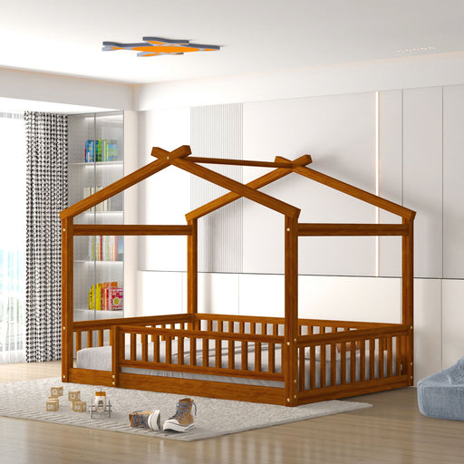 Bed House Bed Frame With Fence DreamHaus