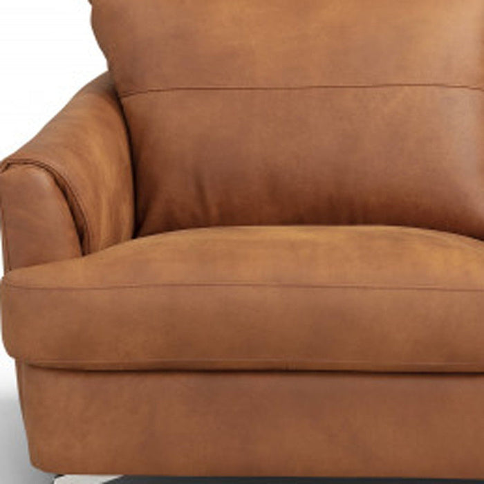 Leather Love Seat - Camel / Black