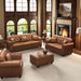 Upholstered Sofa With Nailhead Trim, Rolled Armrests With Ottoman Home Essentials