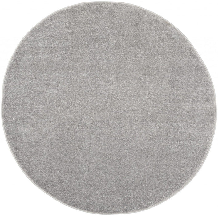 4' X 4' Round Non Skid Indoor / Outdoor Area Rug - Silver Gray