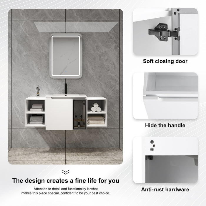 Wall Mounted Bathroom Vanity With Sink, Cabinet & Half Door Home Essentials