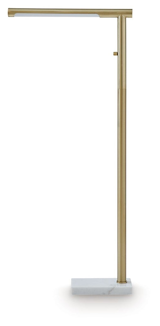 Santiford - Metal Floor Lamp - Gold Finish / White Signature Design by Ashley®