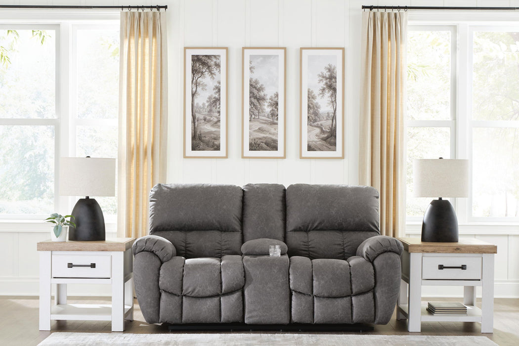 Bakerstein - Power Recline Loveseat/Console/Adjustable Headrest - Galaxy Signature Design by Ashley®