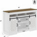 TV Stand With Sliding Barn Doors And Adjustable Storage - White / Oak Home Essentials