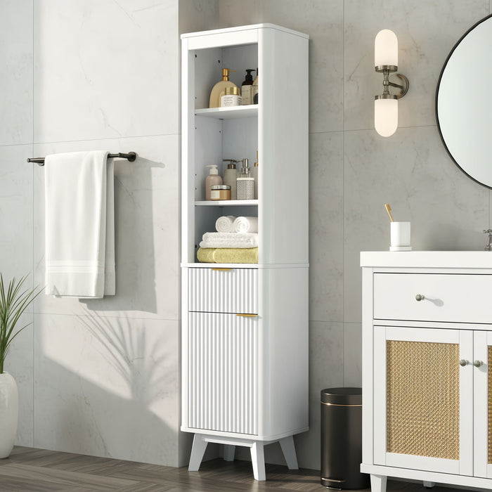 Tall Bathroom Storage Cabinet With Adjustable Shelves And 1 Drawer & Door Noble House