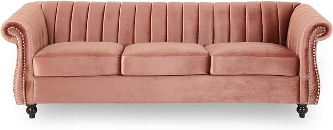 3 Seater Sofa - Blush / Velvet
