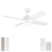 Ceiling Fan With Remote Control, Reversible DC Motor, 6 Speeds, 3 Dimmable LED, Quiet Timer For Indoor - White Daily Nest