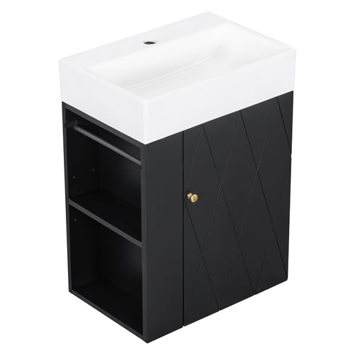 Modern Bathroom Vanity With Sink, Diamond Pattern Doors Hearth and Haven