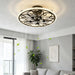 Flower Caged Ceiling Fan With LED Light And Remote Control - Matte Black Daily Nest