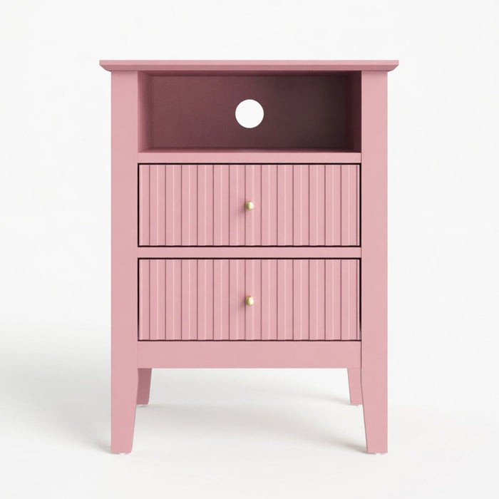 Fluted Nightstand With 2 Drawers Home Essentials