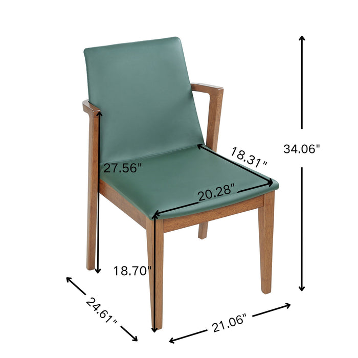 Dining Chairs (Set of 2) - Green / Walnut Noble House
