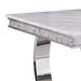 Zander - Dining Table - White Printed Faux Marble Top & Mirrored Silver ACME