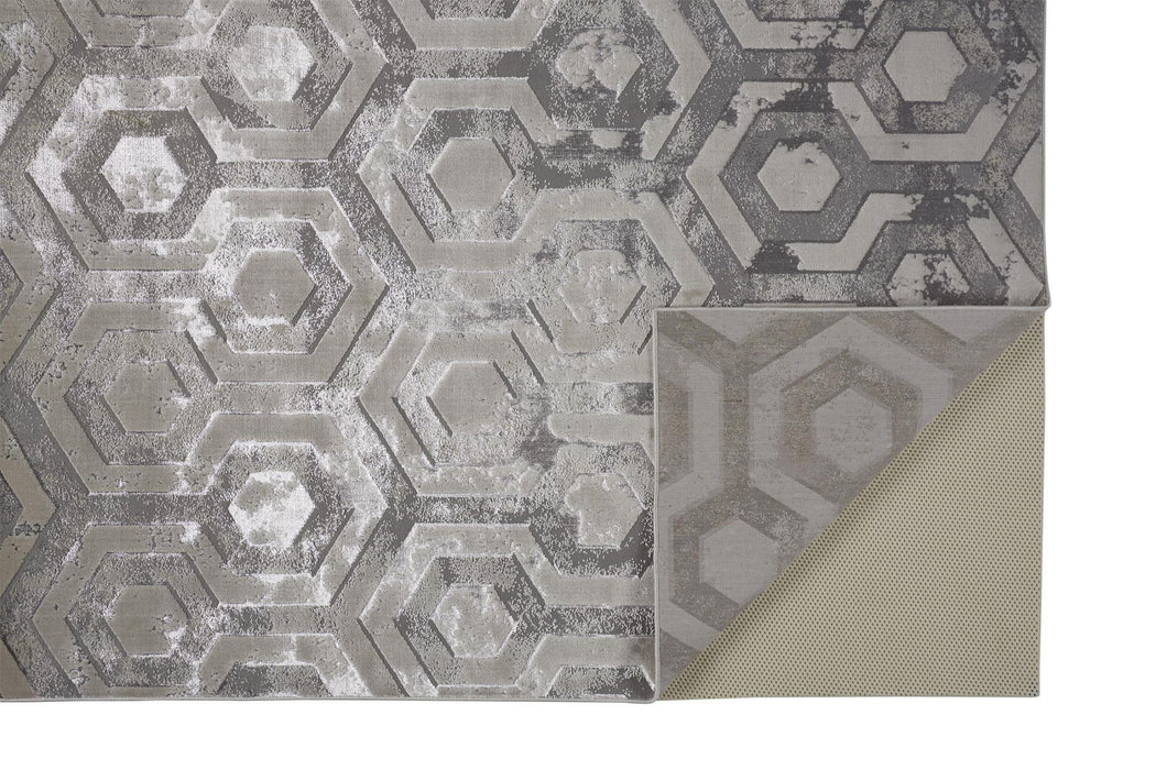 Abstract Area Rug - Gray Taupe And Silver - 12' X 18'