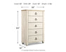 Willowton - Five Drawer Chest - Brown / Beige / White Signature Design by Ashley®