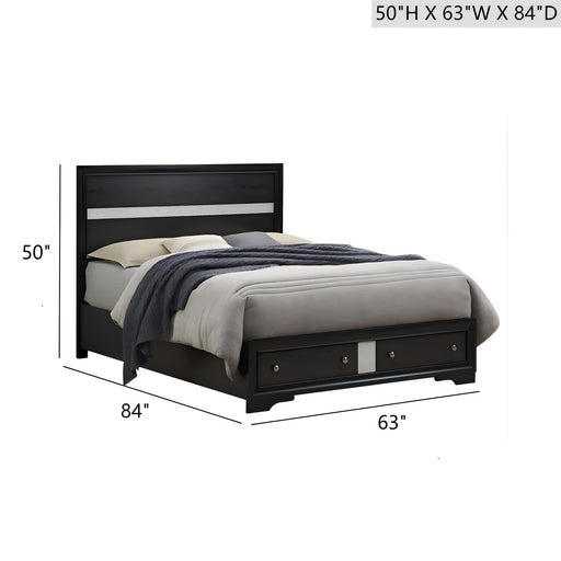 Madrid - Queen Bed With Storage Drawers And Nickel Handles - Black Glory Furniture