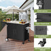 Outdoor Grill Table With Sink, Worktable Kitchen Cabinet Island With Wheels & Foldable Top - Black Daily Nest
