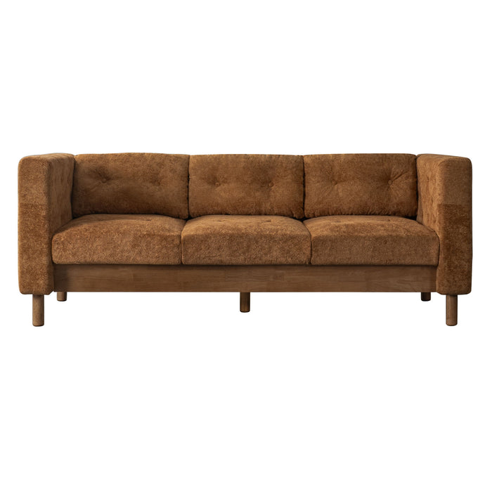 3 Seater Sofa With Square Arms, Tufted Pillow Back For Living Room Noble House
