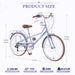 24" Cruiser Bike With 6 Speed Gear System, Rear Rack & Cup Holder Daily Nest